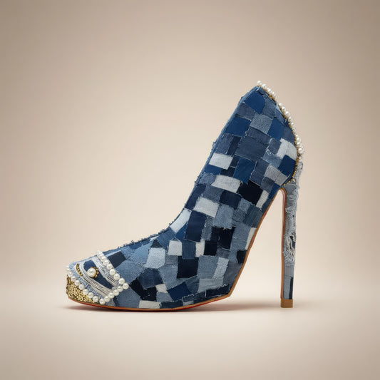 24x18 Denim Red Bottom Canvas