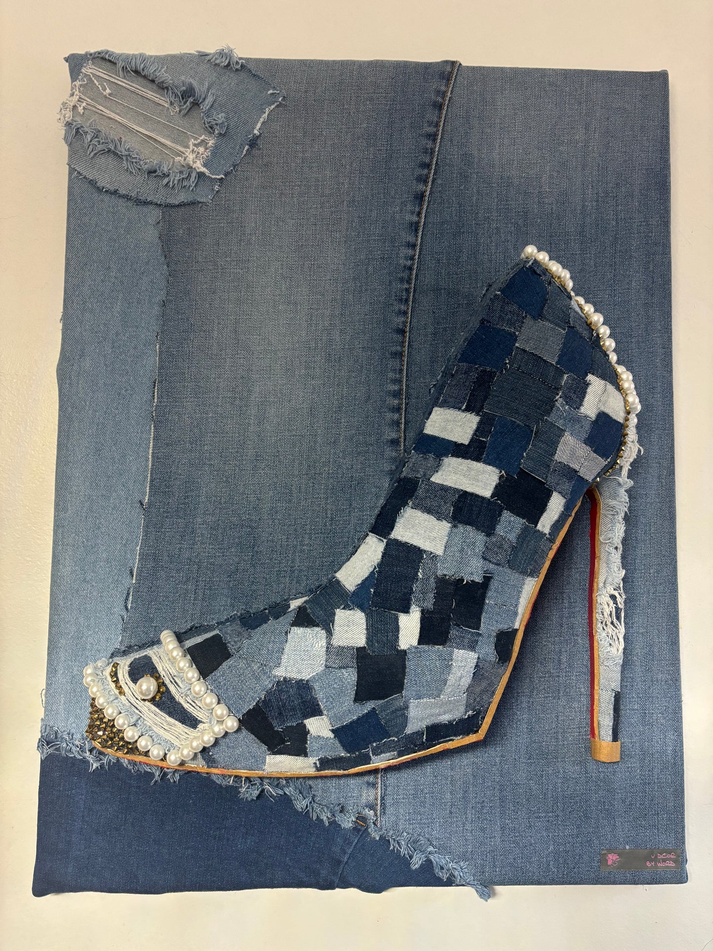 24x18 Denim Red Bottom Canvas