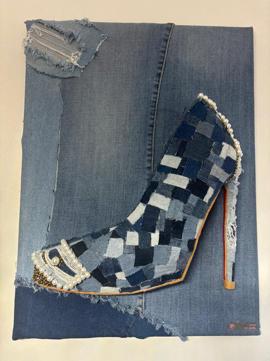 24x18 Denim Red Bottom Canvas